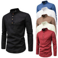 RNSHANGER Spring Fashion Men Shirts Casual Solid Color Slim Fitting Standing Collar Business Shirt Breathable Work Daily Shirt
