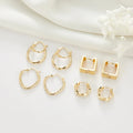 Korean Style Simple Hoop Circle Piercing Gold Plated Ladies Geometric Hollow Heart Earrings Women Jewelry