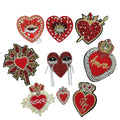 Manufacturer Custom Embroidery Iron on Patches for Cloth Heart Shaped Sequin Beaded Rhinestone Appliques