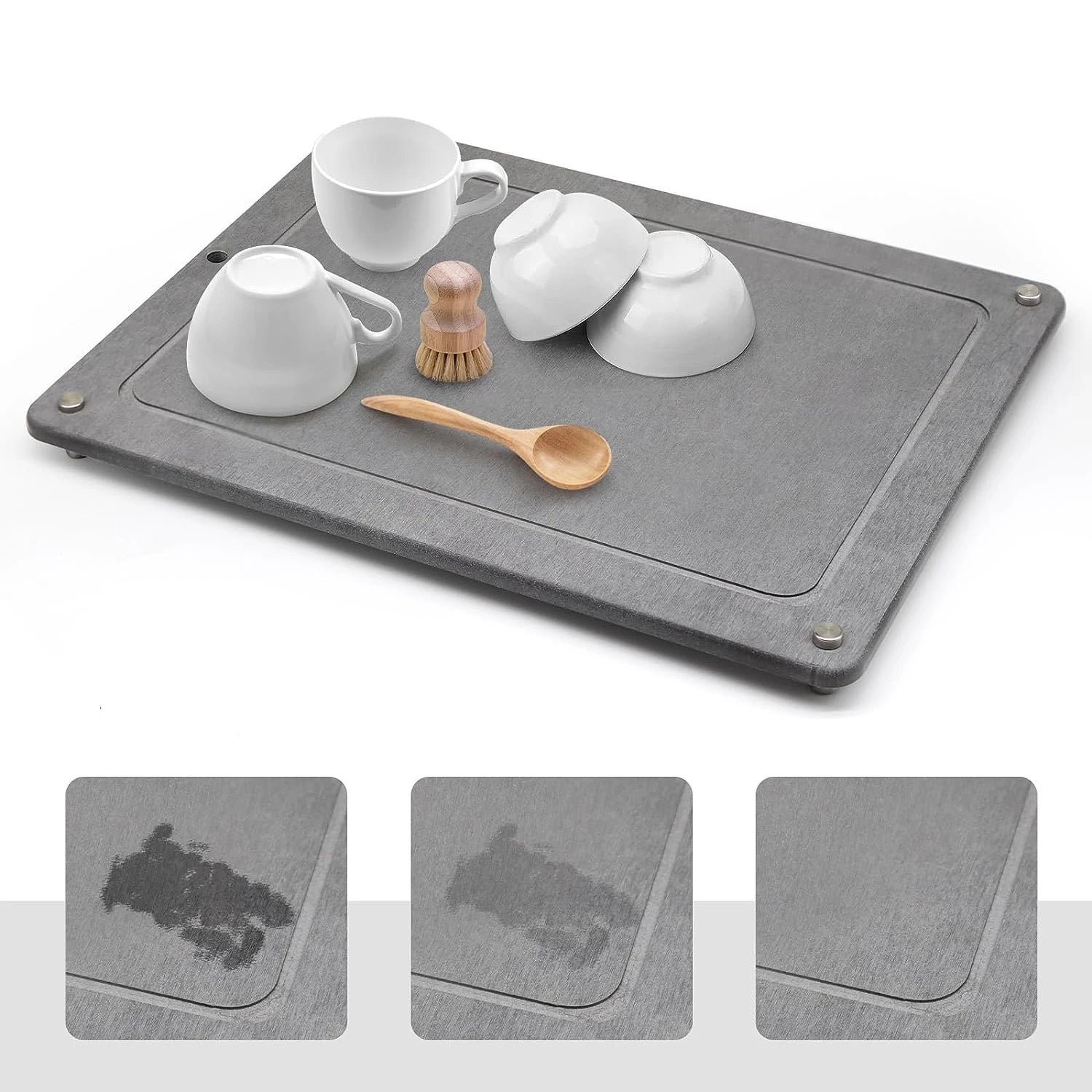 Tabletex Hot Sale Water Absorbing Quick Dry Diatomaceous Earth Stone Sink Dish Drying Tray Mat for Kitchen Counter