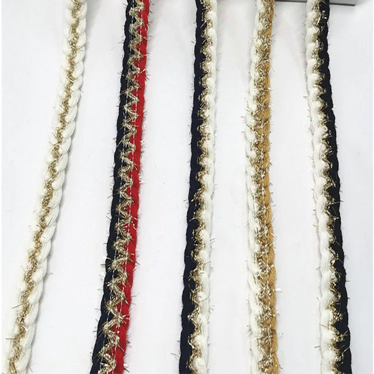 Braided Lace Ribbon Garment Accessories Polyester Cotton Glitter Webbing Ribbon