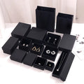 Wholesale Custom Logo Small Pink Blue Black Lid Open Base Long Earrings Necklace Stud Rings Jewelry Boxes with Foam Insert
