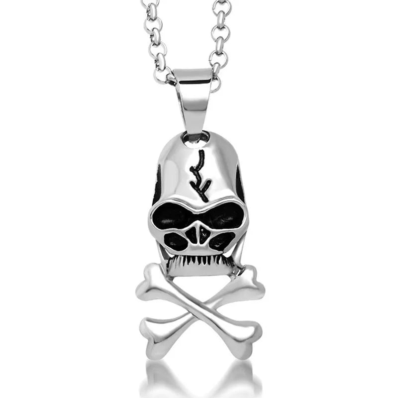 Retro Punk Titanium Steel Skull Head Pendant Men and Women's Trendy Retro Punk Jewelry Necklace Fine Pendants & Charms