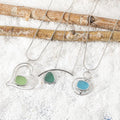 GT New Design Beach Sea Glass Beads Environmental Heart Shape Stone Floating Sea Glass Beach Pendant Necklace