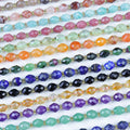 New 8MM Natural Faceted Rice Stone Beads Briolette Olive Gemstone Bead Strand for DIY Jewelry Making (6-7)x8mm 19cm 38cm
