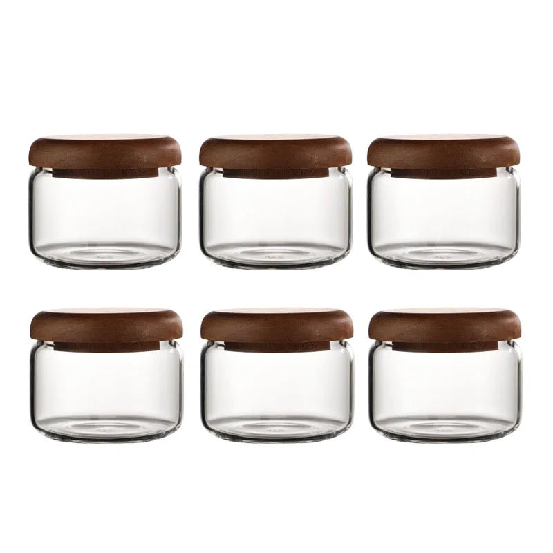 300ml Kitchen Spice Bottle Food Container Sealed Glass Jar with Acacia Wood Lid