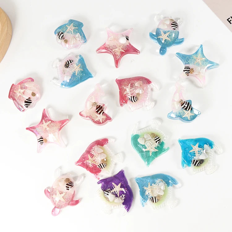 Custom Shape Sea Animals Fridge Magnets Tourism Souvenirs Conch Resin Real Starfish Fridge Magnet