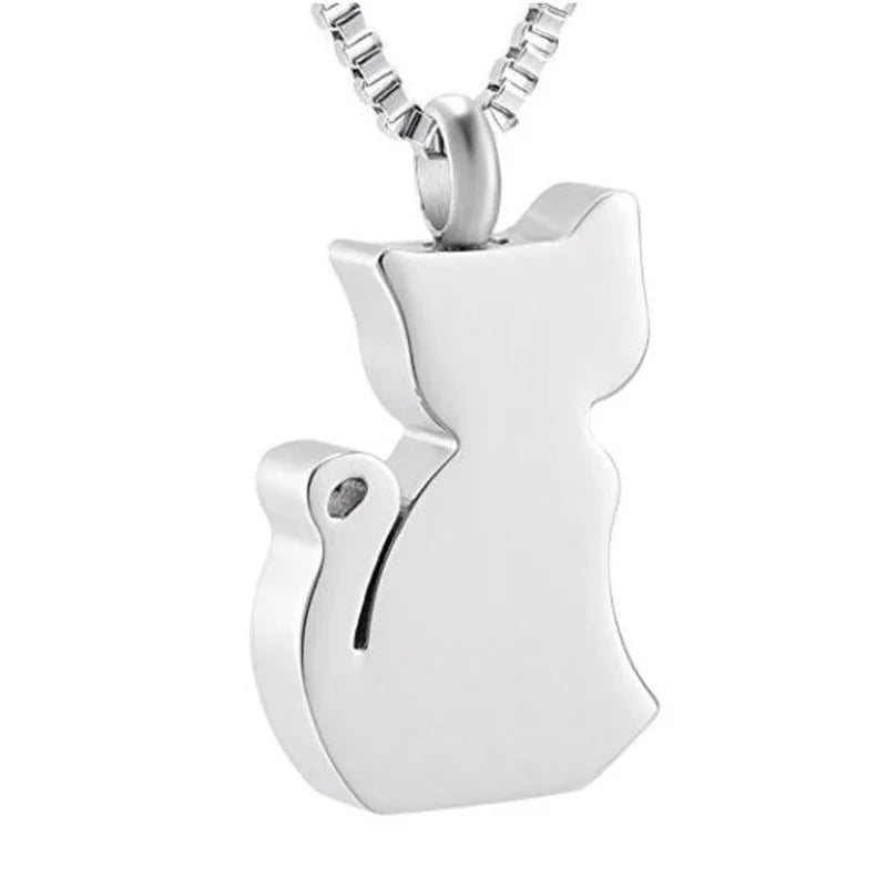 Keepsake Necklace Memorial Jewelry Stainless Steel Cremation Urn Fine Pendant Cat Shape Pet Cremation Jewelry for Ashes