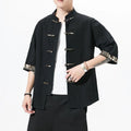 Chinese Style Short Sleeve Autumn Vintage Shirt Men Fashions Hip Hop Streetwear Men Shirt Short Sleeve Blouse Men Shirts