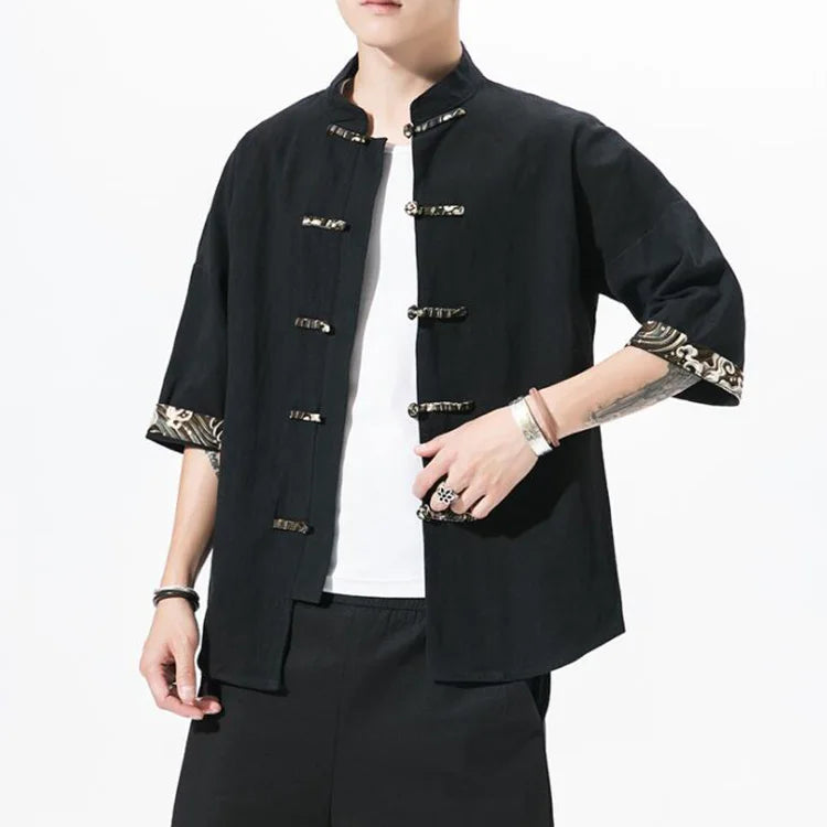 Chinese Style Short Sleeve Autumn Vintage Shirt Men Fashions Hip Hop Streetwear Men Shirt Short Sleeve Blouse Men Shirts