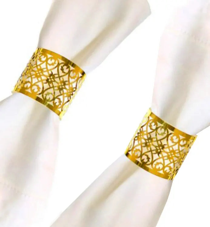 Cheap Disposable Serviette Buckle Household Napkin Paper Band Holder Adornment Hollow Out Napkin Rings for Wedding Christmas