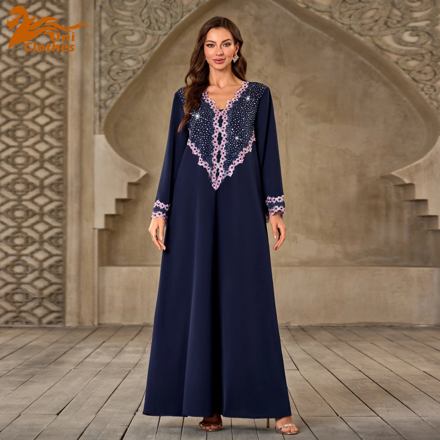 Arab Middle East Dubai Abaya Luxury Hot Diamond Beaded Elegant Modest Abaya Women Muslim Dress Islamic Clothing Kaftans
