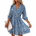Casual Floral Print Women Dress Summer Half Sleeve Short Dress Sundress Fashion Party Dresses