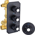 Factory Price Hongdec HD-MV-03 Brass 3 Function Modern Design Thermostatic Shower Diverter Valve Matte Black Wall Bathroom
