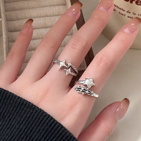 Personalized 925 Sterling Silver Multiple Star Open Adjustable Finger Ring for Women Wholesale