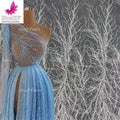 HY2255 Top Wholesale White Lace Fabric Branch Beading Embroidery Wedding Dress Evening Dress Sequins Pearl Net Lace