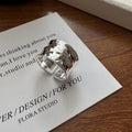 Punk Style Chunky Wide Camber Concave Rings 925 Sterling Silver Women Fine Jewelry