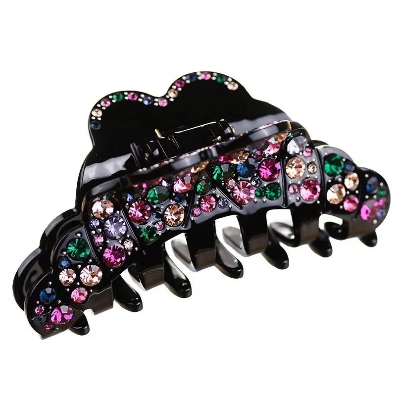 Luxury Korean Large Crystal Acetic Acid Hair Claw Clip Luxury Ladies' Girls' Pearl Acrylic Resin Hair Accessories Party Strong