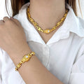 Unique Lock Design Chain Jewelry Set 316l Stainless Steel PVD Gold Plated Unisex Wrist Gift Tarnish Free