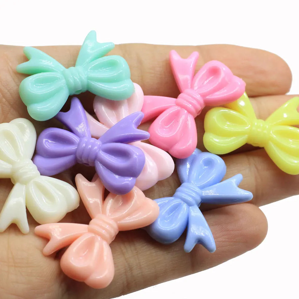 Wholesale Bulk Pastel Color 30mm Plastic Acrylic Bow Beads for Hair Bow Centers