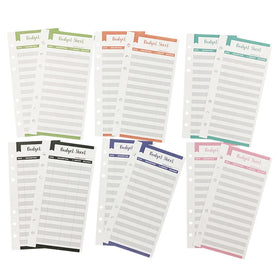 Hot Sales A6 Personal Size Budget Planner Inserts Paper 12 Sheets One Pack with 6 Rings Loose-leaf Binding Refill Pages