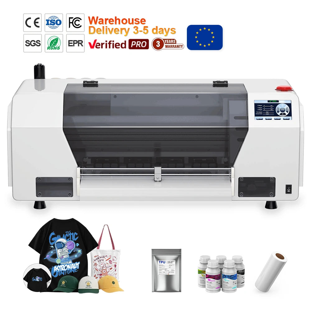 Europe Warehouse A3 Inkjet TShirt Printing Machine XP600 13Inch Roll Pet Film Clothes Fabric Ingani Printing Printer Machine Dtf