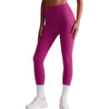 Women's High Waist Elastic Non- Front Seamless Solid Ribbed Running Leggings 1 Piece for Gym Fitness
