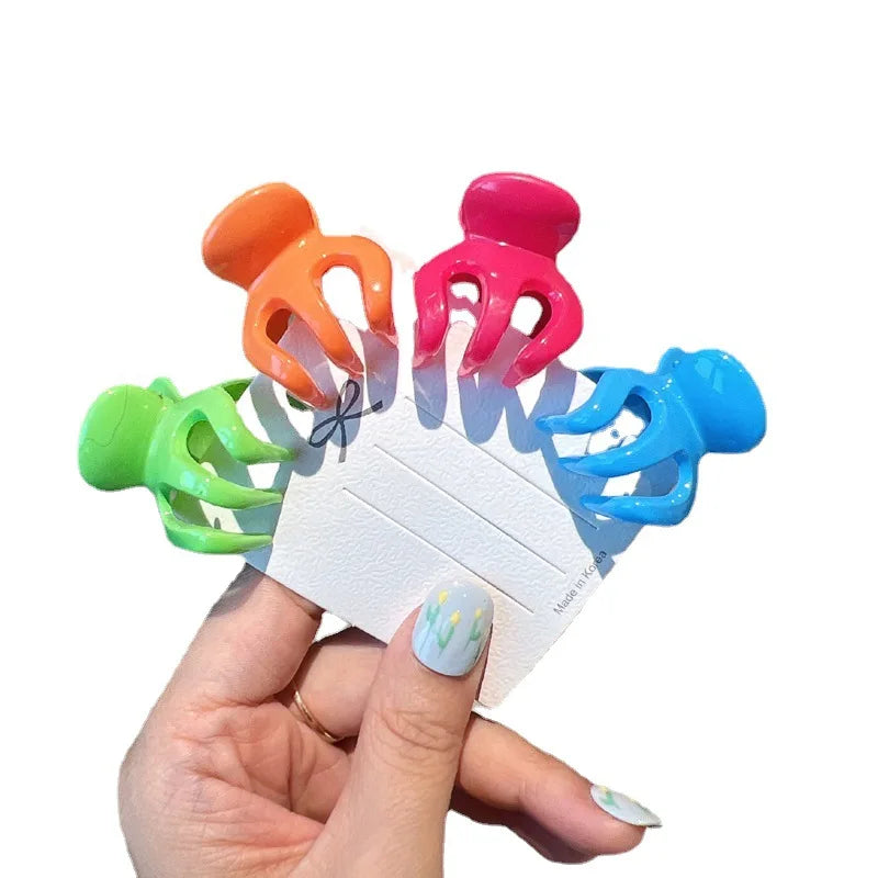 MIO Candy Color 3cm Little Sweet Pumpkin Gloss Small Plastic Mini Cute Claws  for Kids and Children Neon Hair Clips Claws