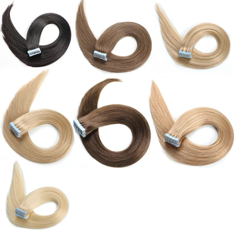 2# Straight Tape in Extensions 100% Virgin Human Hair Indian Origin 20pcs 50g Per Pack