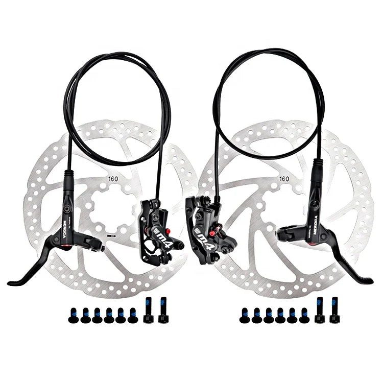 MEROCA 4-Piston Hydraulic Disc Brake Set for MTB Bicycle Aluminum Alloy Material for Mountain Bike PK Alternative for Mt200