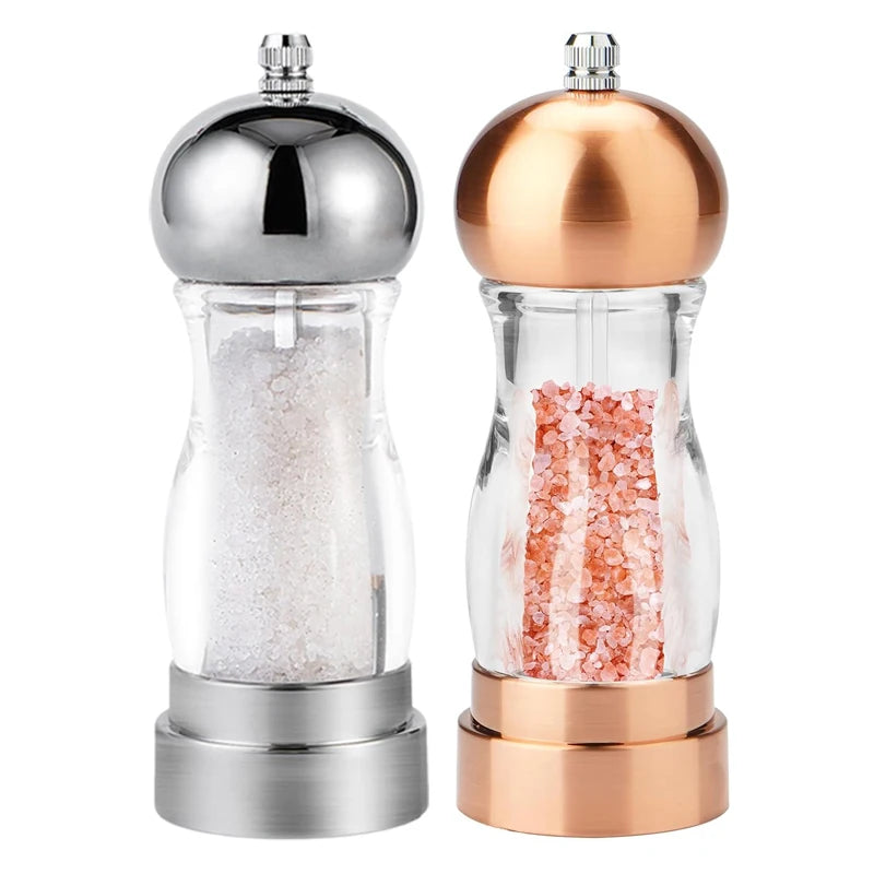 6inch Refillable Plastic Acrylic Spice Mill Manual Adjustable Transparent Salt and Pepper Grinder Set