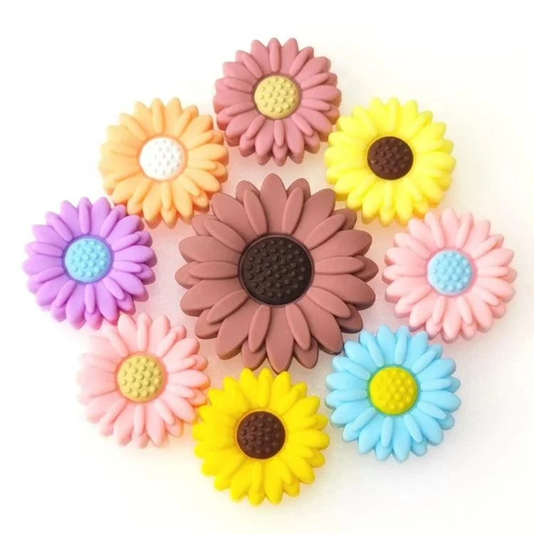 Wholesale Fashion Flower Loose Charms Daisy Silicone Beads for Jewelry Making Diy Accessories