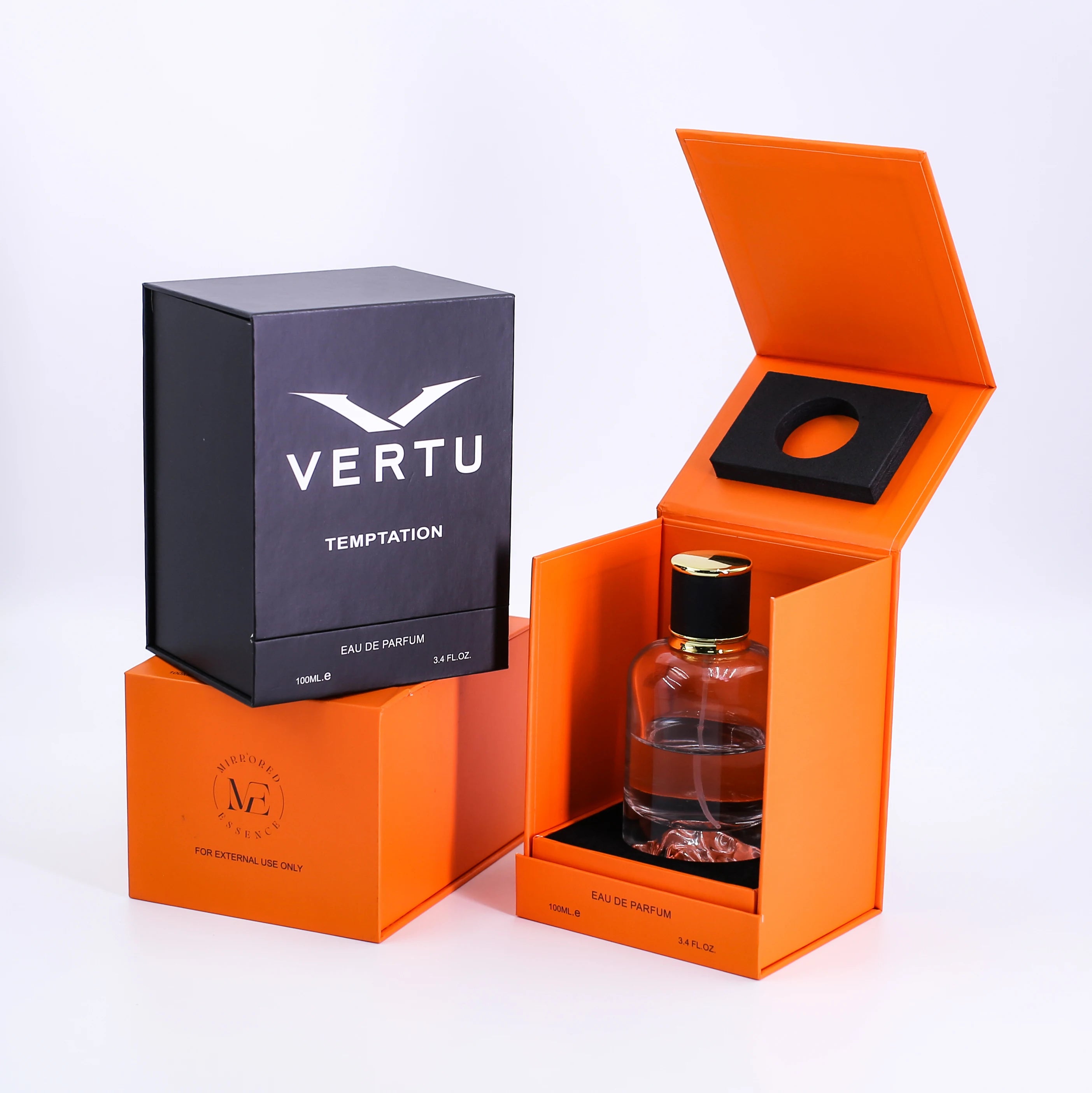 Custom Luxury Portable 50ml Cardboard Magnet Paper Perfume Box Packaging with Sponge Lining and Embossing for Perfume