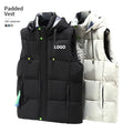 Removable Hood Thick Puff Cotton Filling Polyester Fabric Drawstring Streetwear Sleeveless Jacket Padded Puffer Vest