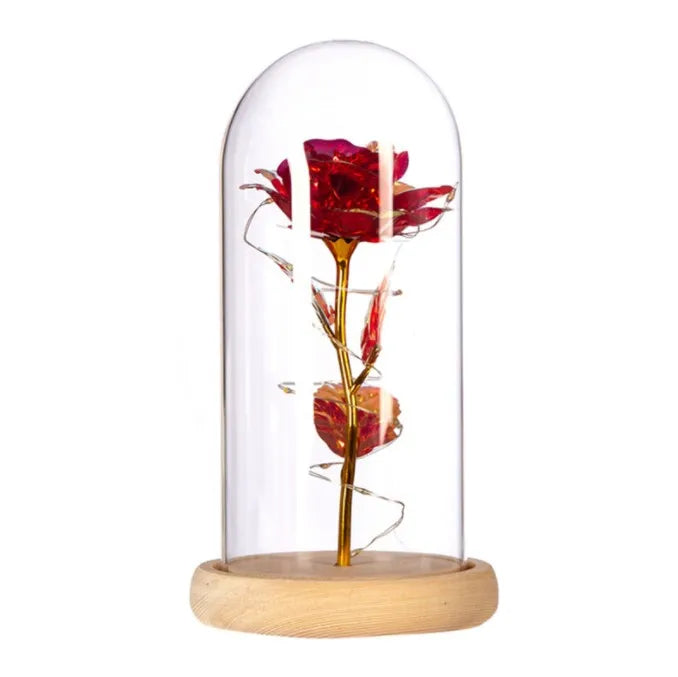 AYOYO OEM Rose Wooden Lid Tumbler for Mother's Day Gift Glass Dome Lighting Rose