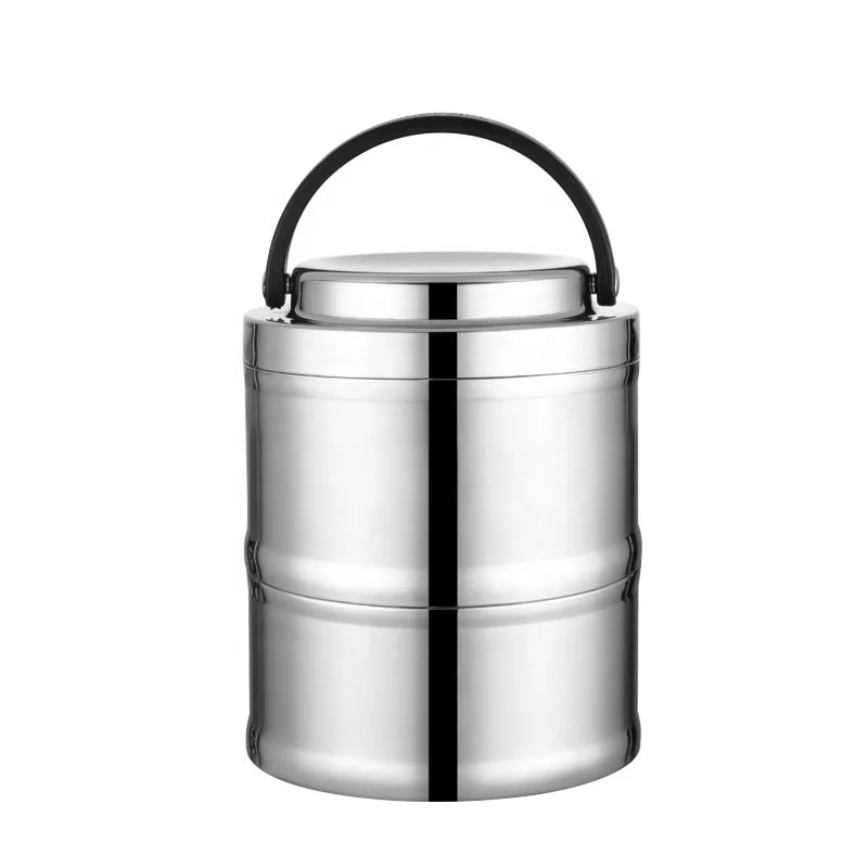 Portable 2/3/4 tier lunch box thermos stainless steel food carry insulated tiffin box for office kids