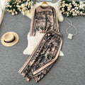 Women's Sets Winter Print Knitwear Casual Knitting Two Piece Set Ropa Wholesale