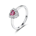 CZCITY S925 Sterling Silver Ring Synthetic Ruby Triangle Shaped Diamond Cubic Zircon Women Wedding Engagement Fashion Rings