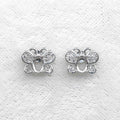 Sterling Silver 4*6mm Semi Mount Stud Earrings Empty Support Blank Claws Setting S925 Base Without Center Stone for DIY Inlay