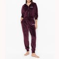L230548 Factory Custom Logo Velvet Tracksuit Two Piece Letter Appliques Jogging Suit Women Embroidery Velour Sweatsuit