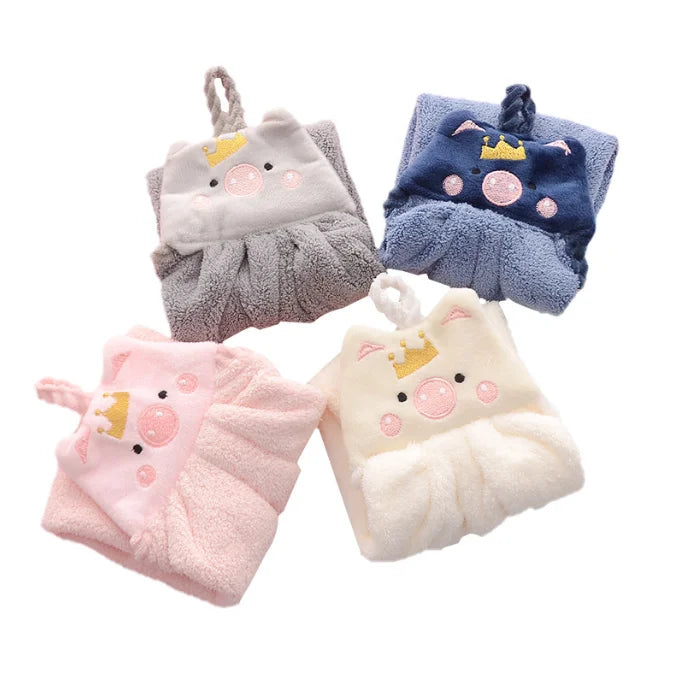 Ultra Thick Children Bathroom Hand Towels Cartoon Animals Microfiber Absorbent Hand Towels for Kitchen