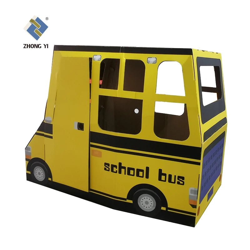 Corrugated Paper Cardboard Car Shaped Room House Boxes School Bus