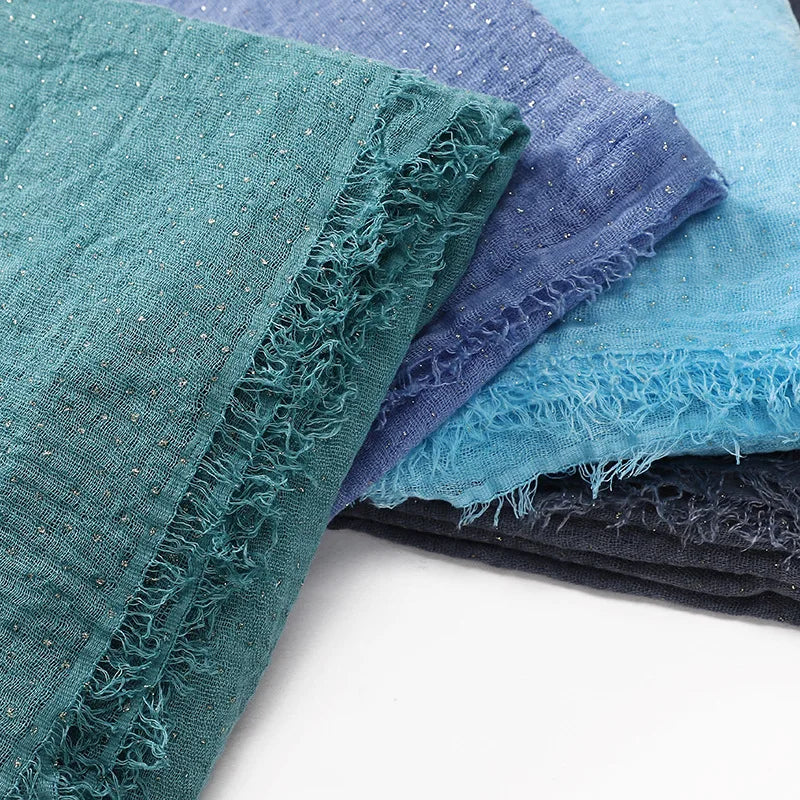 Hot Selling Crinkle Muslim Scarf Women Hijab Shawl Muslim Golden Dot Stamping Hijab Viscose