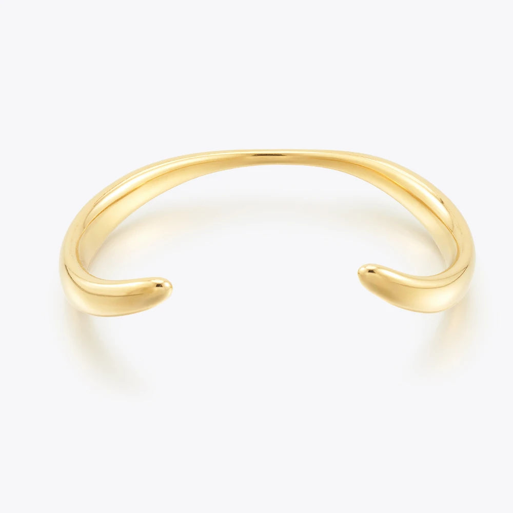 PVD 18K Gold Plated Stainless Steel Jewelry Hot Selling Irregular Glossy Open Bangles Waterproof for Woman Bracelet B252526