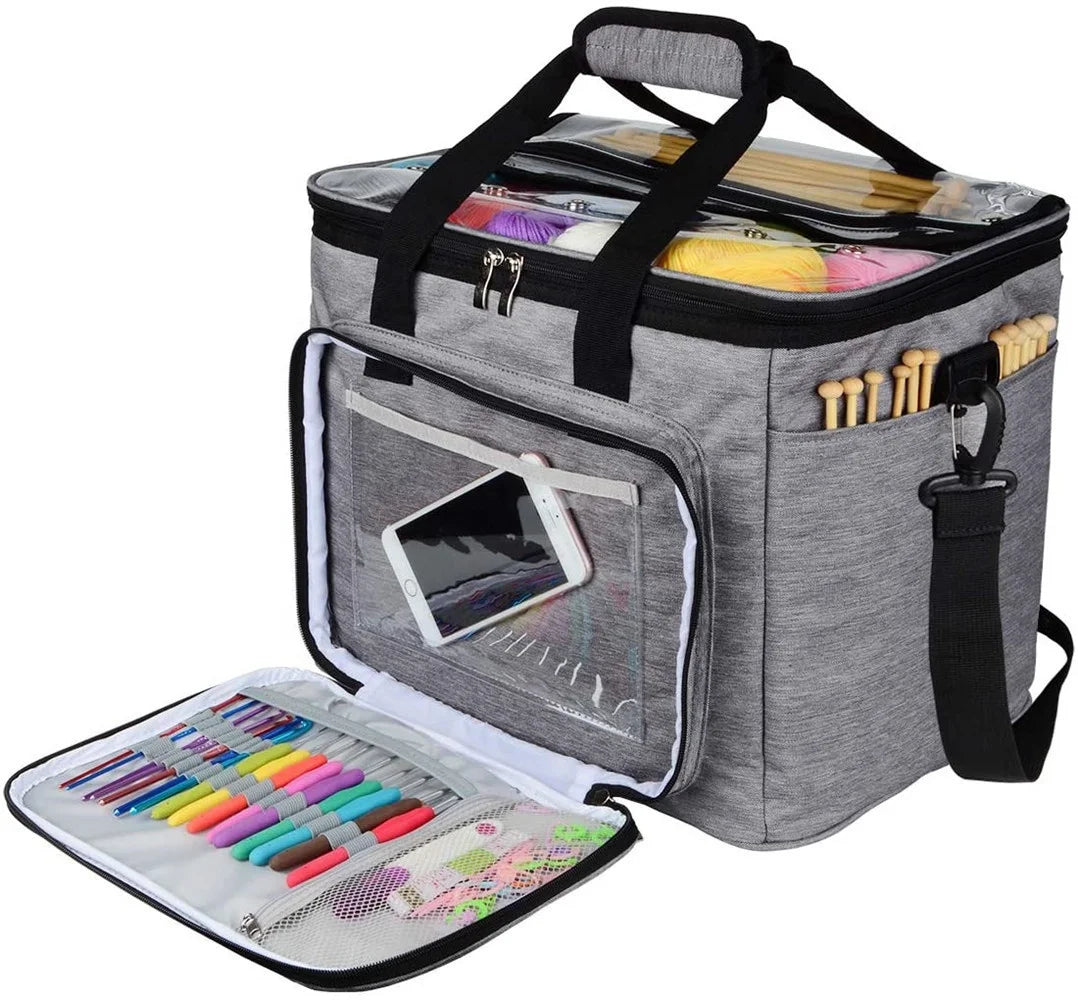 Huge Knitting Bags and Totes Organizer Yarn Storage Organizer for Unfinished Project Knitting Needles Crochet Hooks