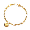 Hainon Fashion 4mm Heart Bracelets Bangles Geometric Square 20cm Stainless Steel Bracelet Anklet Women Jewelry Wholesale