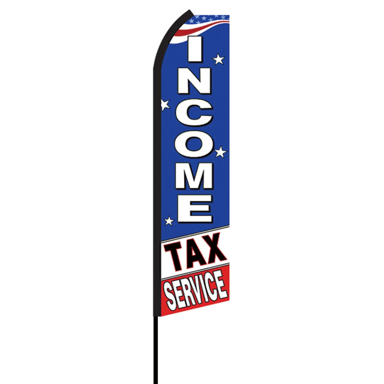Hot Sale 100% Polyester Double-Side Screen Print Swooper Feather Flag Windless Income Tax Service & Loans Advertising Banners