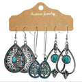 Factory Directly Supply Retro Boho Zinc Alloy Charm Earrings for Women Trendy 3 Pairs/set Silver/Gold Plated Jewelry Set