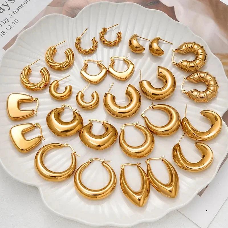 Wholesale Women's Stainless Steel Earrings Stylish Gold Hoop Earrings Durable Fashion Bulk Elegant & Trendy High-Quality Jewelry