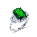 Kirin Jewelry's Luxury Large Wedding Ring for Men and Women Big Green Zircon Stone Set in Crystal Silver Cute Engagement Ring
